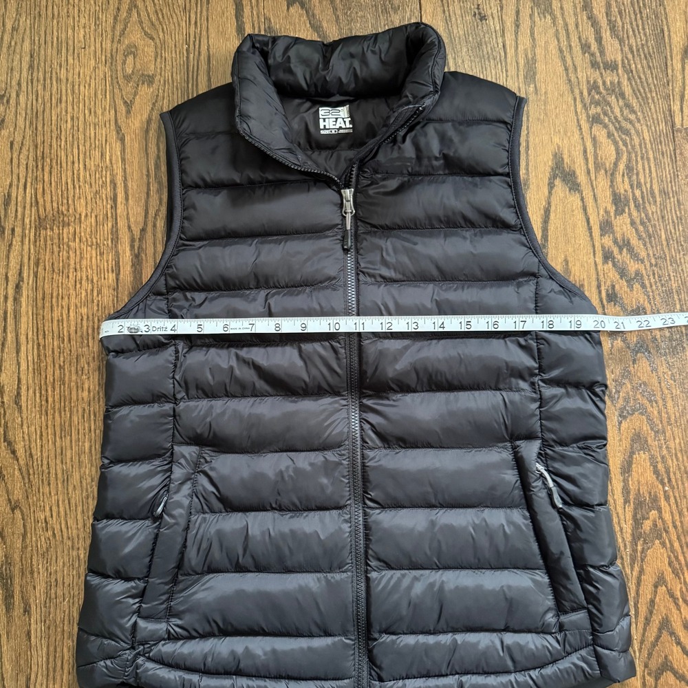 32 Degrees Heat Black Puffer Vest Womens Medium Full Zip Quilted Lightweight - Picture 10 of 13